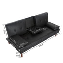 3 Seater Adjustable Sofa Bed With Cup Holder Black - RnR Galore