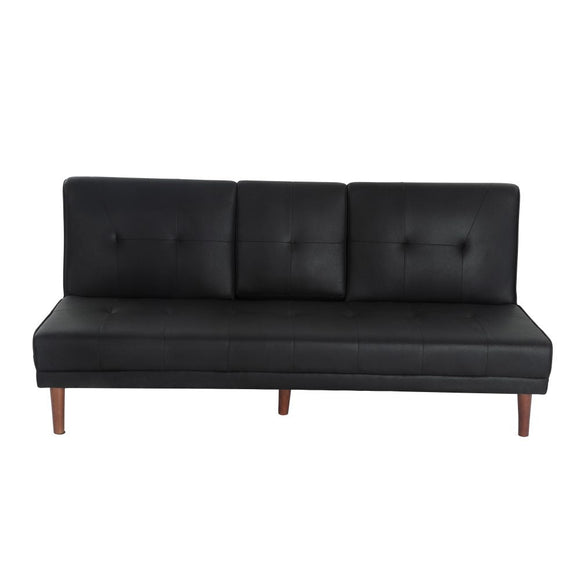 3 Seater Adjustable Sofa Bed With Cup Holder Black - RnR Galore