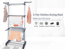 3 Tier Foldable Clothes Drying Rack for Laundry Dryer with Hanger Stand Rail Indoor - RnR Galore