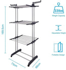 3 Tier Foldable Clothes Drying Rack for Laundry Dryer with Hanger Stand Rail Indoor - RnR Galore