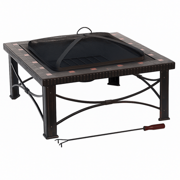 30" Square Slate Tile Fire Pit Outdoor Patio Heater Fireplace - RnR Galore