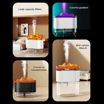 300ml Flame Effect Aromatherapy Humidifier with LED Light, Quiet USB Humidifier - RnR Galore