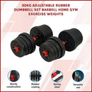 30kg Adjustable Rubber Dumbbell Set Barbell Home GYM Exercise Weights - RnR Galore