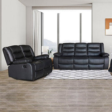 3+2 Seater Recliner Sofa In Faux Leather Lounge Couch in Black - RnR Galore