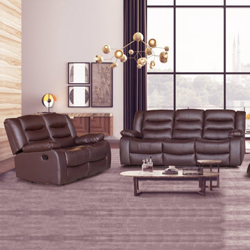 3+2 Seater Recliner Sofa In Faux Leather Lounge Couch in Brown - RnR Galore