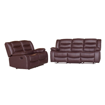 3+2 Seater Recliner Sofa In Faux Leather Lounge Couch in Brown - RnR Galore