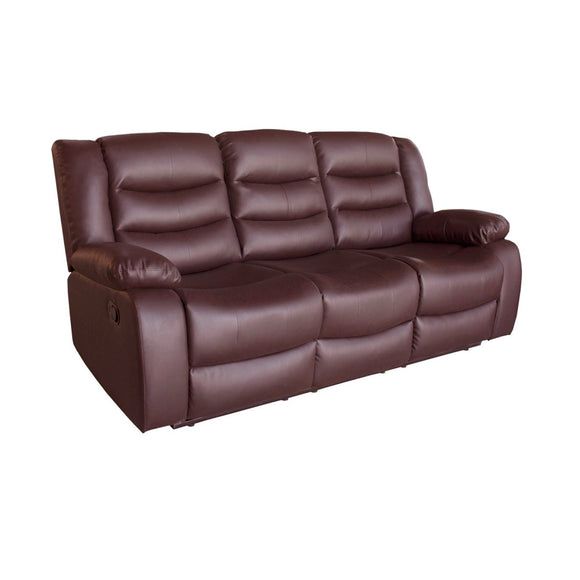 3+2 Seater Recliner Sofa In Faux Leather Lounge Couch in Brown - RnR Galore