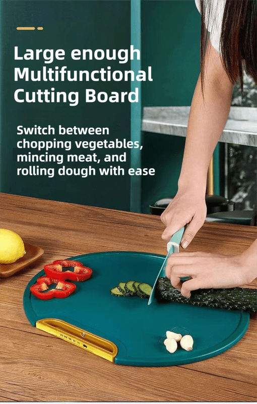 35X35CM Thickened Circular Standable Cutting Board - Food - Grade Double - Sided Kitchen Board with Space - Saving Vertical Storage - RnR Galore
