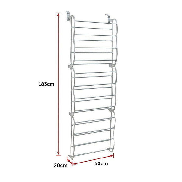36 Pair Shoe Holder Organiser Over The Door Hanging Shelf Rack Storage Hook - RnR Galore