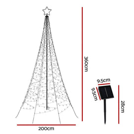 3.6M Christmas Tree 800 LED Solar Net Lights Jingle Jollys - RnR Galore