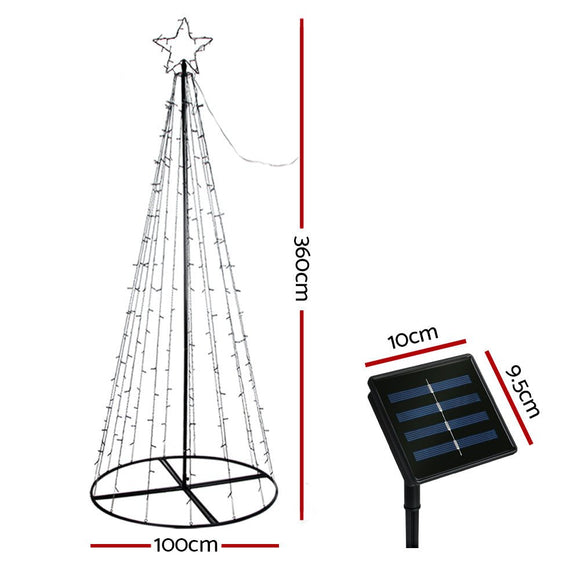 3.6M Christmas Tree LED Solar Warm Jingle Jollys - RnR Galore