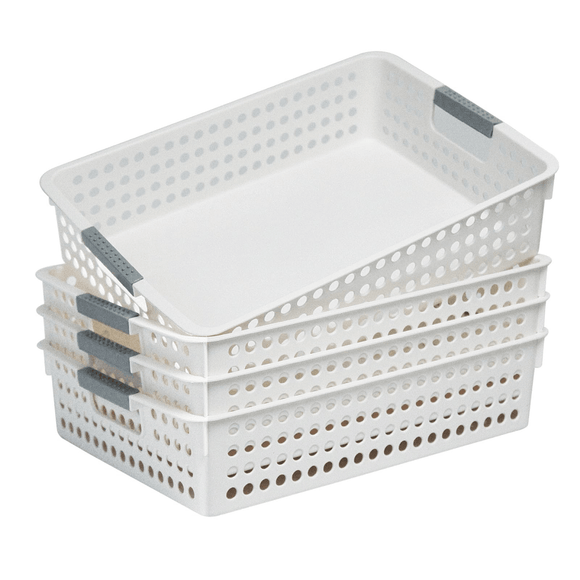 36x Premium Plastic Storage Basket Bulk w/ Grip Handles 30*21.5*8.5cm - RnR Galore
