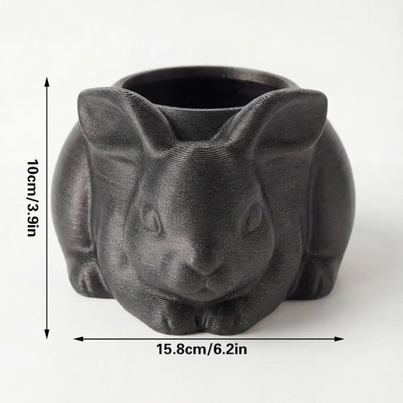 3D printed animal flower pots suitable for home and garden. Gray rabbit single piece. - RnR Galore