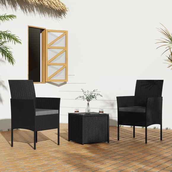 3PC Outdoor Table and Chairs Set - Black - RnR Galore