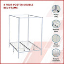 4 Four Poster Double Bed Frame - RnR Galore
