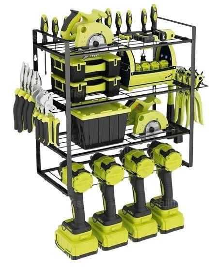4 - Layer Heavy Duty Drill Holder Wall Mount Tool Rack Organizer, - RnR Galore