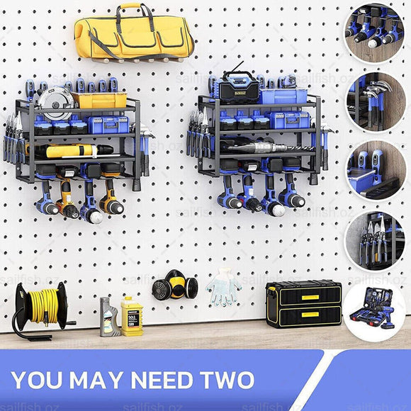 4 - Layer Heavy Duty Drill Holder Wall Mount Tool Rack Organizer, - RnR Galore