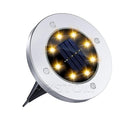 4 - Pack Classic Large 8 LED Solar In - Ground Yellow Light Set (12 x 12 x 13 cm) - Stainless Steel Waterproof Garden Spike Lamps for Lawn & Pathway - RnR Galore