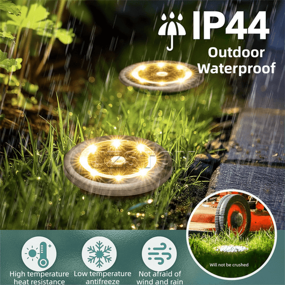 4 - Pack New Solar LED In - Ground White Lights (Single 8.3x8.3x10 cm) - Stainless Steel & ABS Waterproof Outdoor Garden Pathway and Landscape Spike Lamp - RnR Galore