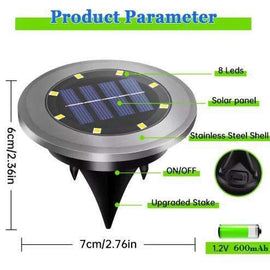 4 - Pack Solar LED In - Ground Warm Yellow Light Set (Single 7.1x7.1x6.1cm) - Stainless Steel Waterproof Outdoor Garden Pathway and Landscape Spike Lamp - RnR Galore