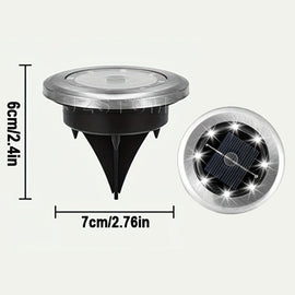 4 - Pack Solar LED In - Ground White Light Set (Single 7.1x7.1x6.1cm) - Stainless Steel Waterproof Outdoor Garden Pathway and Landscape Spike Lamp - RnR Galore