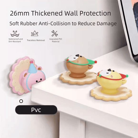 4 Pcs Brown Adorable Bear Wall Protector - Multi - Use Self - Adhesive Door Stopper Bumper - RnR Galore