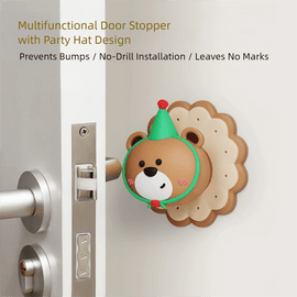4 Pcs Brown Adorable Bear Wall Protector - Multi - Use Self - Adhesive Door Stopper Bumper - RnR Galore