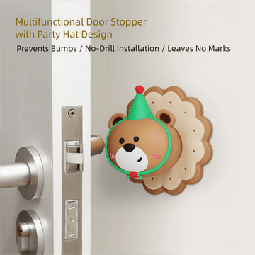 4 Pcs Brown Adorable Bear Wall Protector - Multi - Use Self - Adhesive Door Stopper Bumper - RnR Galore