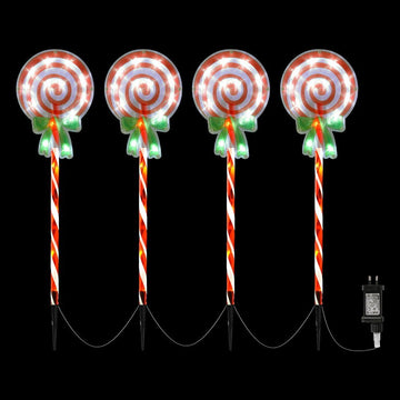 4 PCS Christmas Lights Path Ground Light Garden Decorations 68 LED Jingle Jollys - RnR Galore