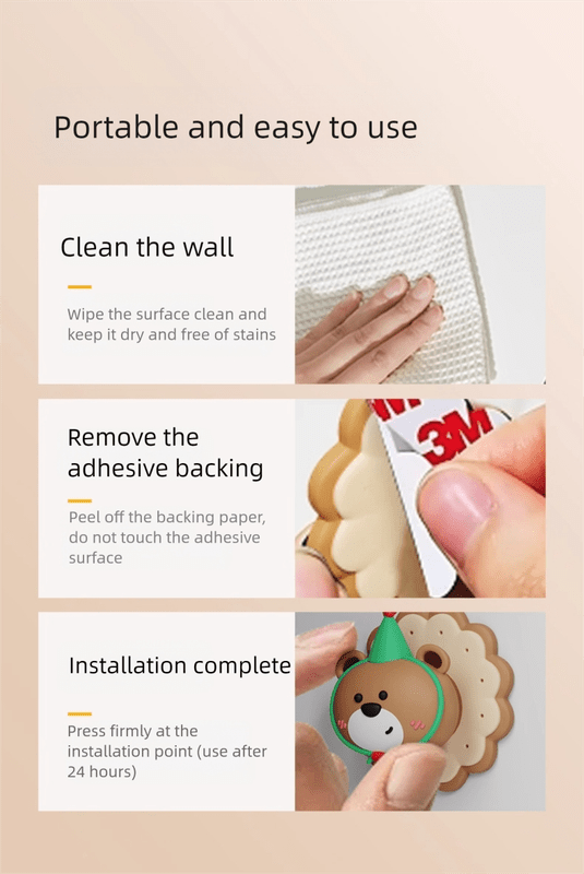 4 Pcs Pink Adorable Bear Wall Protector - Multi - Use Self - Adhesive Door Stopper Bumper - RnR Galore