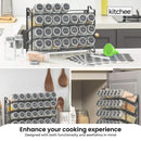 4 Tier Metal Spice Rack + 28 Glass Jars - Kitchen Pantry Herb Storage Organiser - RnR Galore