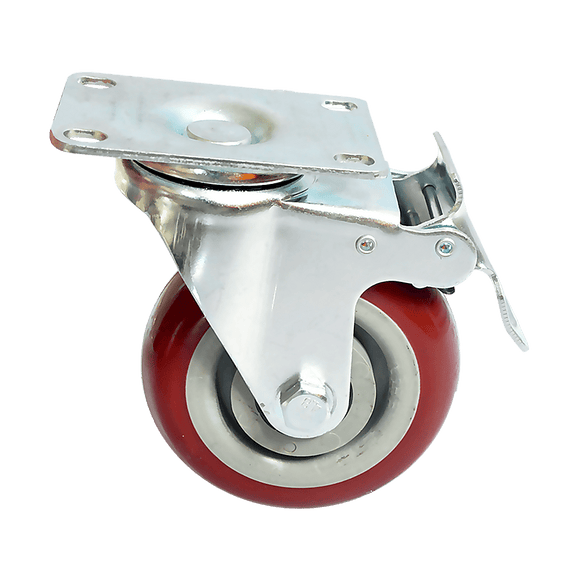 4 x 4" Heavy Duty PU Swivel Castor Wheels With Brake - RnR Galore
