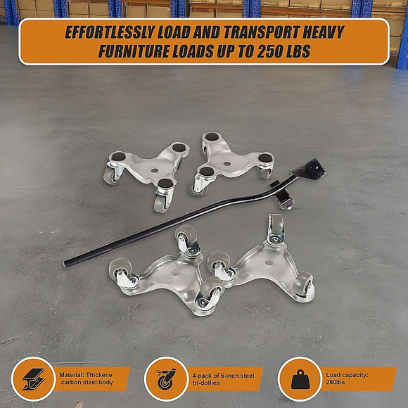 4 X All - purpose Dolly Metal Heavy Duty Furniture Mover Slider Set - RnR Galore