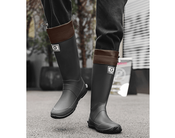 44 Black Foldable Knee - High Rain Boots - Packable Waterproof Non - Slip Wellies for Travel & Festivals - RnR Galore