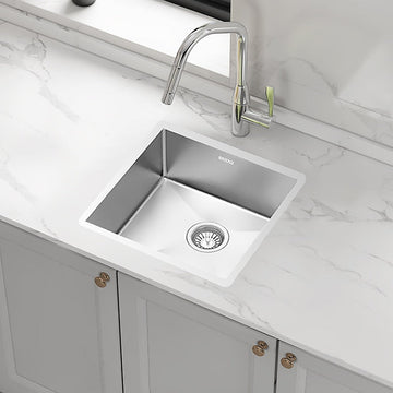 440x440mm Handmade Stainless Steel Undermount / Topmount Kitchen Laundry Sink with Waste - RnR Galore