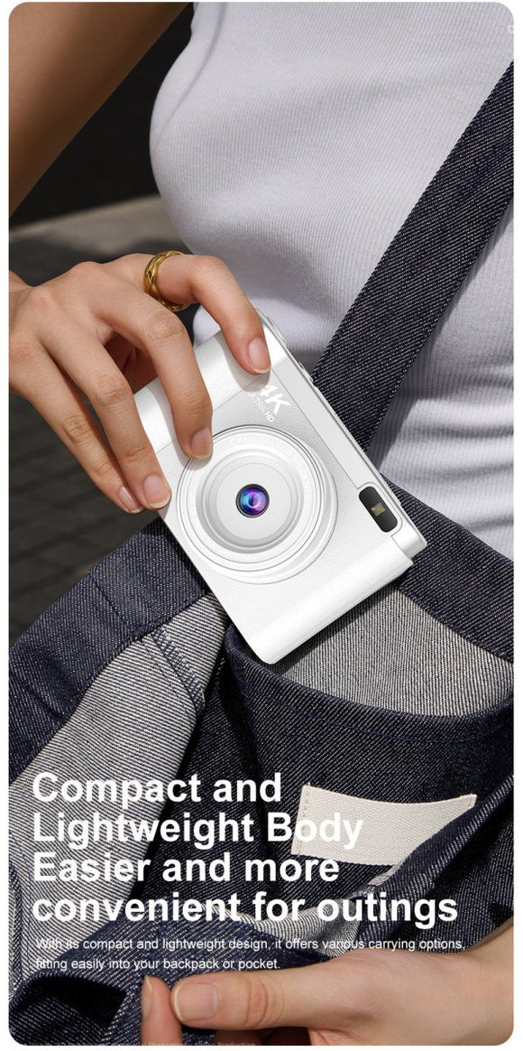 4K Ultra HD Digital Camera - 75MP, 2.8 - inch Rotatable Screen, Auto Focus & Built - in Flash(pink) - RnR Galore