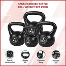 4pcs Exercise Kettle Bell Weight Set 20KG - RnR Galore