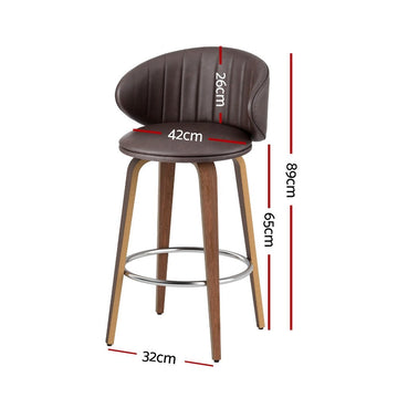 4x Artiss Bar Stools Dining Chairs Contoured Leather Wood Stool - RnR Galore