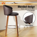 4x Artiss Bar Stools Dining Chairs Contoured Leather Wood Stool - RnR Galore