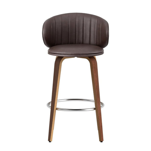 4x Artiss Bar Stools Dining Chairs Contoured Leather Wood Stool - RnR Galore