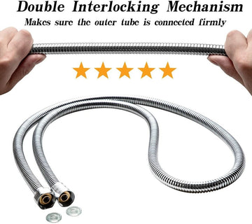 5 FT Handheld Shower Head Hose 1.5m Bathroom Stainless Steel Shower Water Tube - RnR Galore
