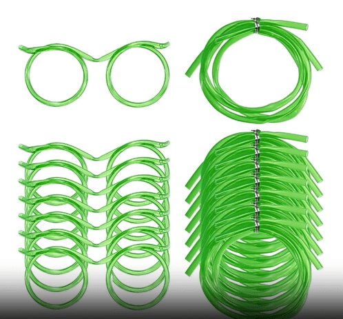 5 - Pack Round Glasses - Shaped Straw, PETG, Food - Grade, Odorless, Reusable, Cute & Funny Novelty Straw - RnR Galore