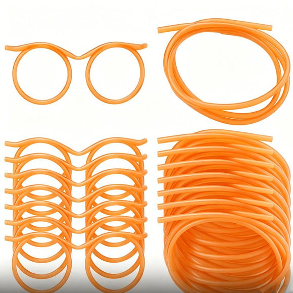 5 - Pack Round Glasses - Shaped Straw, PETG, Food - Grade, Odorless, Reusable, Cute & Funny Novelty Straw - RnR Galore