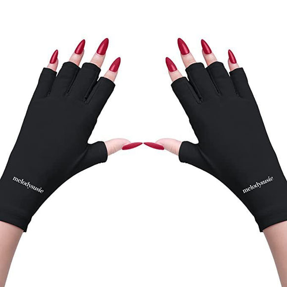5 - Pair White UV Protection Fingerless Gloves for Nail Art Curing and Cycling Sun Protection - Made of Nylon/Spandex, Manicure Hand Care - RnR Galore