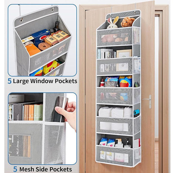5 - Tier Black Over The Door Organizer – Heavy - Duty Hanging Storage (15.7in x 5.5in) with Anti - Tilt Design for Nursery, Pantry & Dorm - RnR Galore