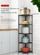 5 - Tier Kitchen Corner Shelf Stand - Heavy Duty Carbon Steel Pot & Pan Organiser - Rust Resistant Freestanding Storage Rack for Small Spaces - RnR Galore