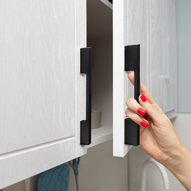 5 x 96mm Kitchen Handle Cabinet Cupboard Door Drawer Handles square Black furniture pulls - RnR Galore