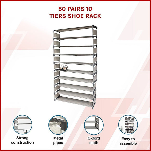 50 Pairs 10 Tiers Shoe Rack - RnR Galore