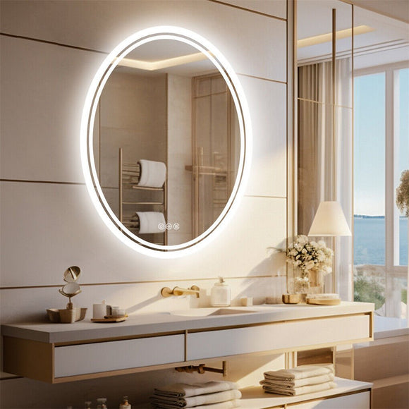 500x700mm LED Bathroom Mirror Oval Dimmable Anti - Fog - RnR Galore