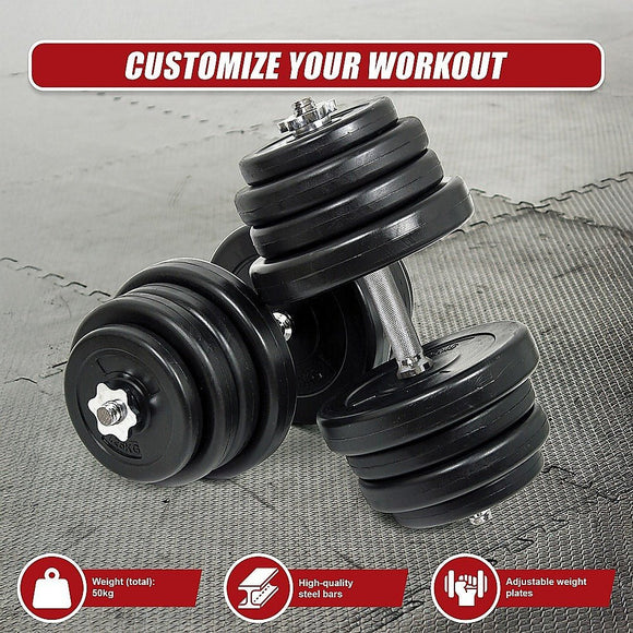 50KG Dumbbell Adjustable Weight Set - RnR Galore
